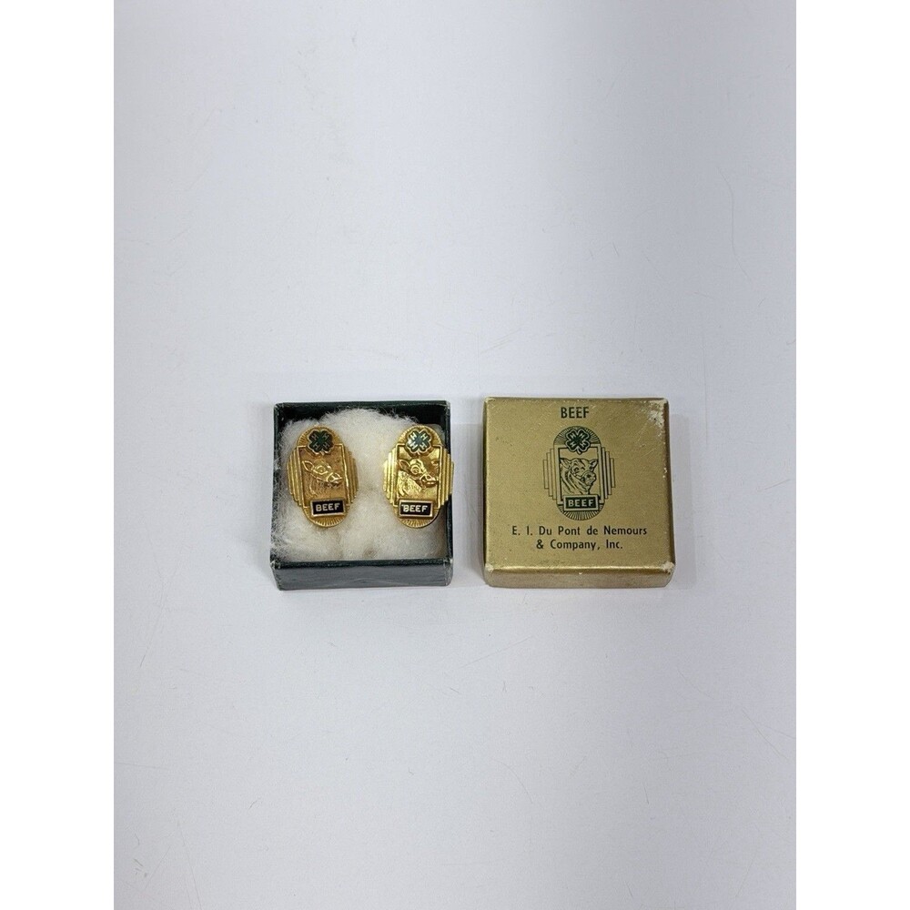 2 1960's 4H County Honor Beef DUPONT Brand 1/20 10k Gold 1 Box